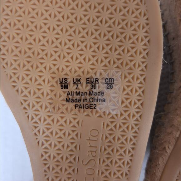 Franco Sarto Paige Sandals 9 Perforated Espadrille Wedge Slide Slip On Taupe - Picture 2 of 9